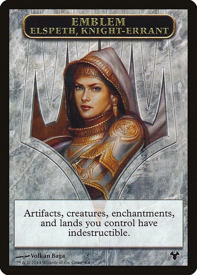 Emblem - Elspeth, Knight-Errant // Soldier Double-Sided Token (4 // 1) (MD1)